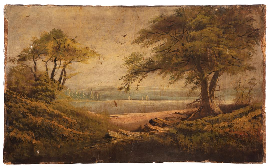 Ernest Bruno von De Gersdorff (American): Ernest Bruno von De Gersdorff (American, 1820-1882) , "Arkansas River, Colorado", oil on canvas, signed lower right, inscribed "Arkansas River, Colorado" lower left, 22 in. x 36 1/8 in., unframed . Co