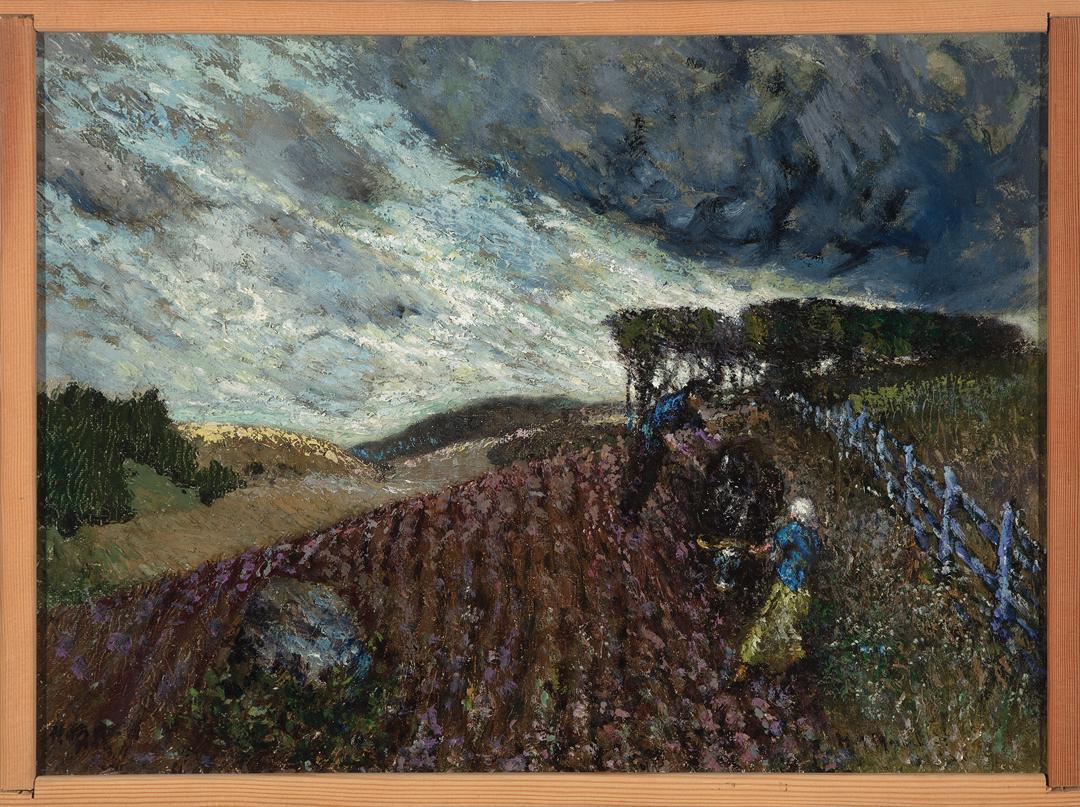 Henry Mortikar Rosenberg (American, 1858-1947): Henry Mortikar Rosenberg (American, 1858-1947) , "Storm", oil on canvas, signed lower right, initialed "H.M.R." lower left, 16 1/2 in. x 22 1/2 in., framed . Condition Report: Surface dirt; scattered 