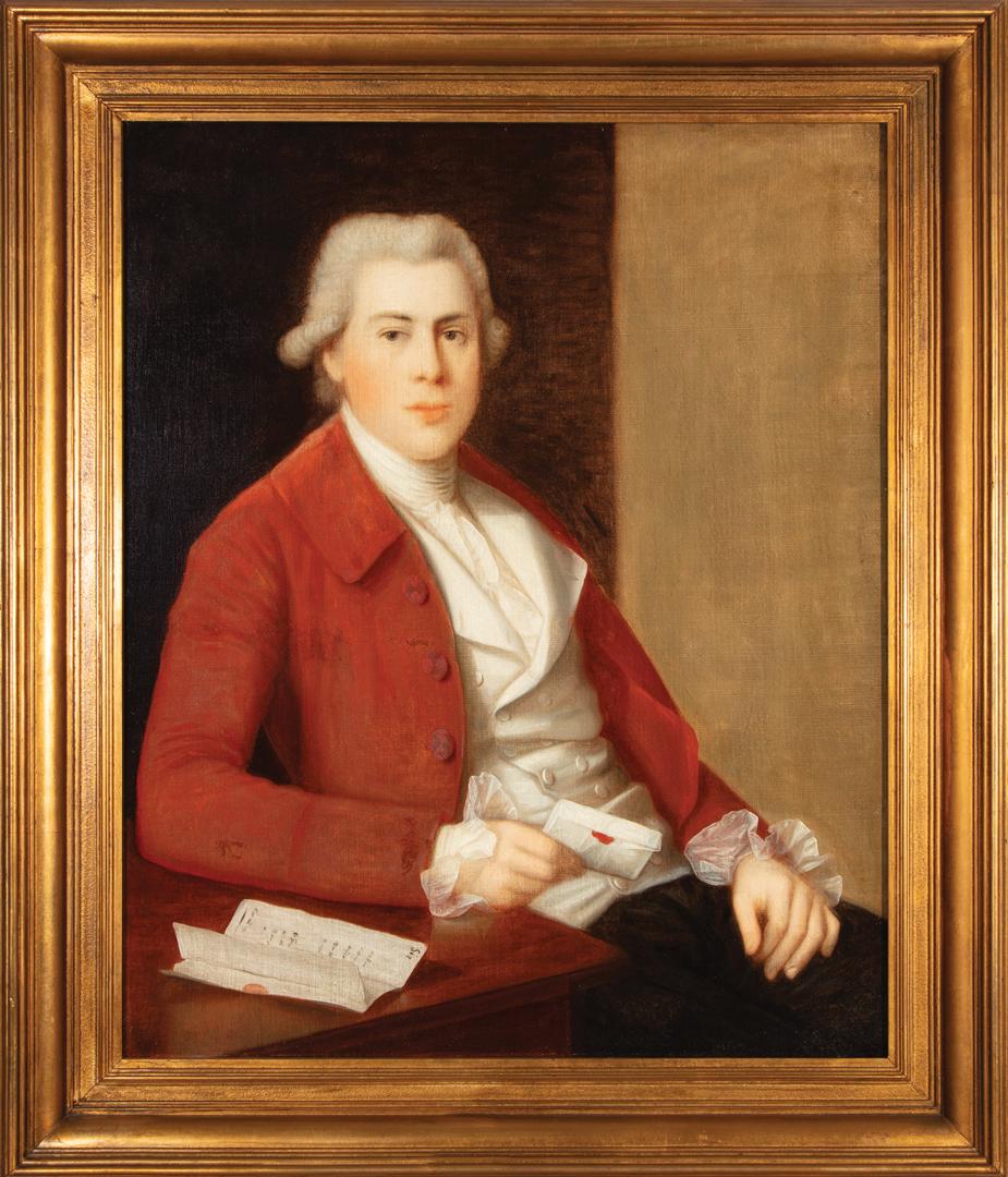 British School, late 18th c: British School, late 18th c ., "Portrait of a Gentleman", oil on canvas, unsigned, 35 1/4 in. x 29 in., framed . Condition Report: Overall fair condition; multiple campaigns of restoration; relined; n