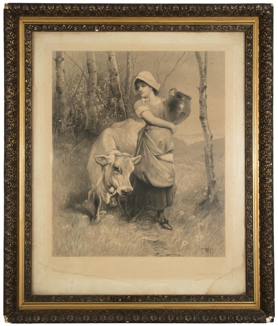 After Edwin Douglas (Scottish, 1848-1914): After Edwin Douglas (Scottish, 1848-1914) , "A Sark Milkmaid", c. 1880, engraving on paper affixed to stretcher, initialed in plate, pencil-signed by the engraver Alfred Clarence Alais (British, 1838-