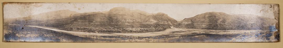 Three Antique Panoramic Photographs: Three Antique Panoramic Photographs , "Boulder Dam, Nevada-California Border", "Boulder Dam Under Construction" and "Boulder Dam, Nevada Border", 3 panoramic gelatin silver prints mounted to board, un