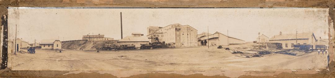 Four Antique Panoramic Photographs: Four Antique Panoramic Photographs , "Belle Asbestos Mines, Canada", "View of a Power Plant", "El Paso Texas" and "Mining Area with Trains", 4 panoramic gelatin silver prints mounted to board, unsigne