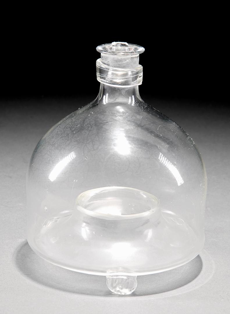 Antique American Blown Glass Fly Catcher: Antique American Blown Glass Fly Catcher , 19th c., with stopper, h. 7 in. Provenance: Williamson-LeBlanc Collection, Cornstalk Fence House, New Orleans IMPORTANT: All purchases must be removed from o