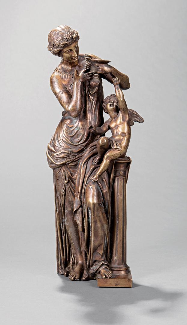 Bronze Figural Group of a Venus and Cupid: Bronze Figural Group of a Venus and Cupid , h. 17 in., w. 5 3/4 in., d. 5 1/2 in IMPORTANT: All purchases must be removed from our premises within 15 days of the auction. * When available condition in