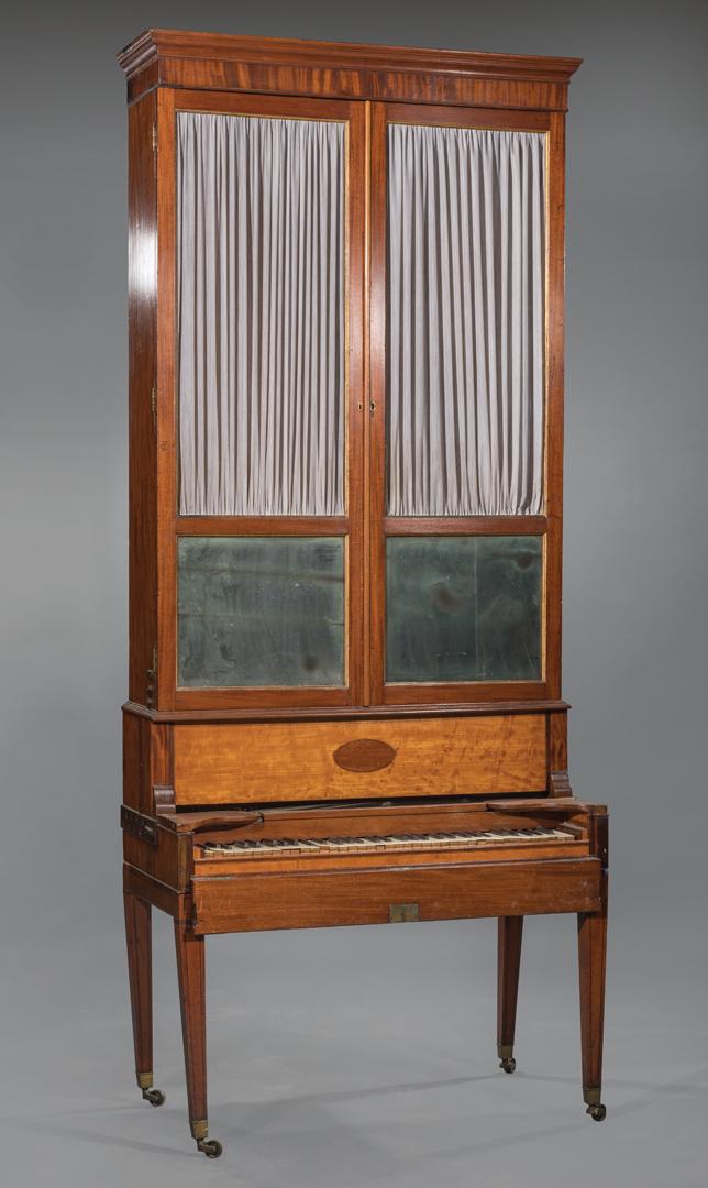 Antique George III Inlaid and Gilt Piano: Antique George III Inlaid and Gilt Piano , Robert Stoddard "Melodium"?, c. 1807, London label , h. 102 1/2 in., w. 42 in., d. 22 in. Condition: "AS IS" Provenance: Property deaccessioned from the Loui