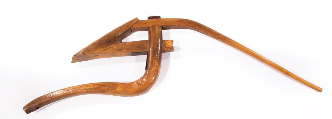 Asian Iron-Mounted Varnished Hardwood Plow: Asian Iron-Mounted Varnished Hardwood Plow , probably Nepalese, h. 26 3/4 in., w. 82 1/2 in IMPORTANT: All purchases must be removed from our premises within 15 days of the auction. * When available c