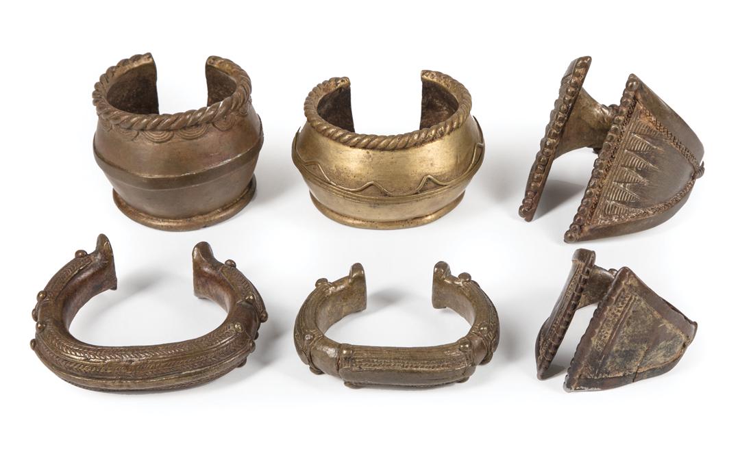 Six African Bronze Bracelets: Six African Bronze Bracelets , Nigeria and Burkina Faso, dia. 2 1/2 in., to 4 in. Condition: good, surface marks and scratches Provenance: Property of the Mobile Museum of Art, Mobile, AL, sold to ben