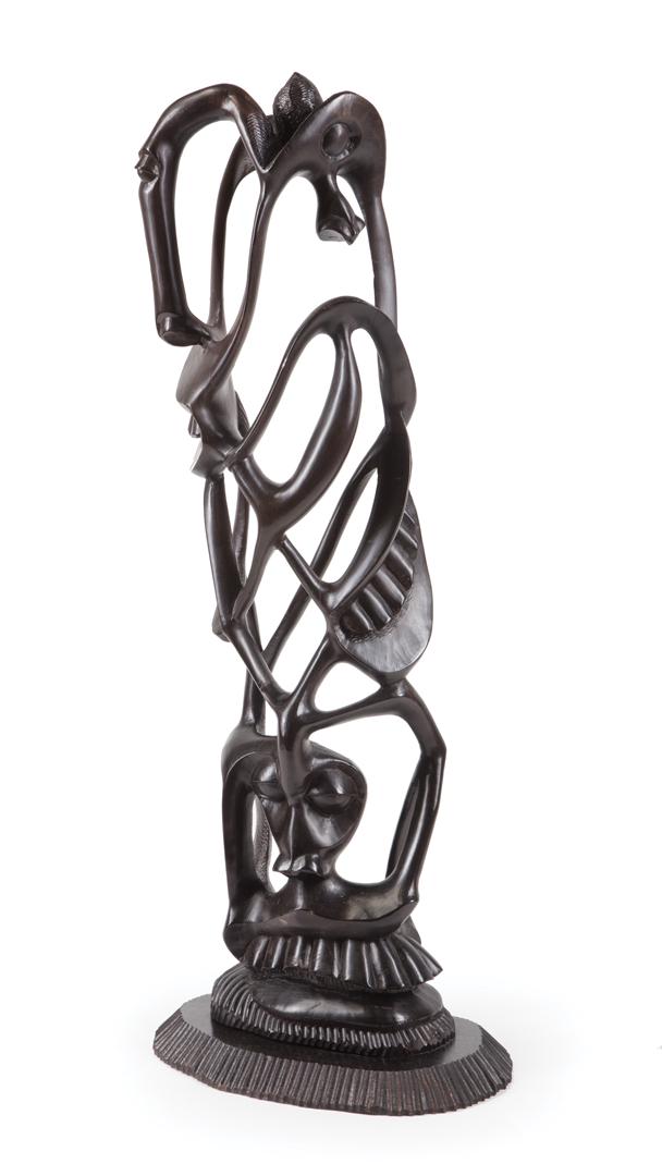African Carved Wood Shetani Totem: African Carved Wood Shetani Totem , Makonde, openwork form, h. 26 3/4 in., w. 10 1/2 in., d. 6 in Provenance: Property of the Mobile Museum of Art, Mobile, AL, sold to benefit their Collections, Care 