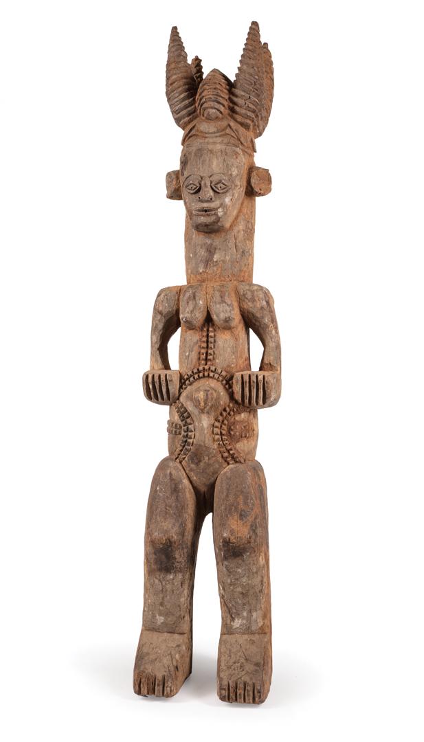 African Carved and Painted Wood Female Figure: African Carved and Painted Wood Female Figure , Igbo, Nigeria, h. 39 in. Provenance: Property of the Mobile Museum of Art, Mobile, AL, sold to benefit their Collections, Care and Acquisitions Fund. IM