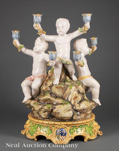 Italian Faience Figural Six-Light Candelabrum (1 of 1)