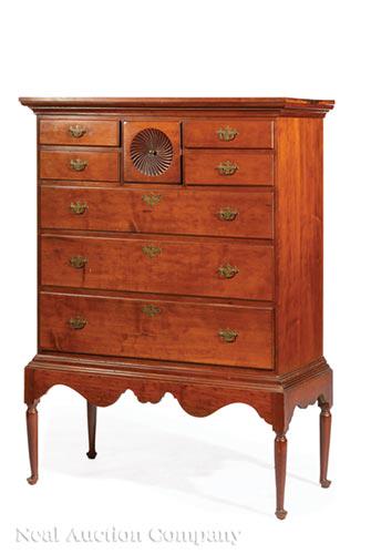 American Carved Cherrywood Chest-on-Stand (1 of 4)