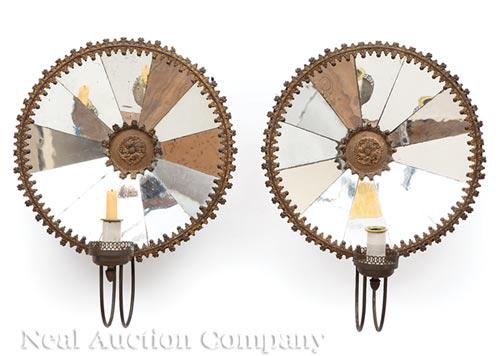 Pair of Large American Mirrored Sconces (1 of 1)