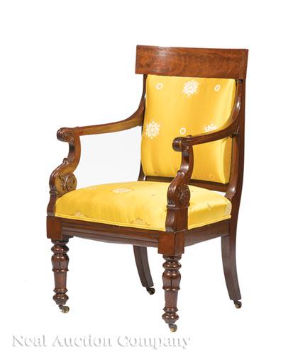 American Classical Carved Mahogany Armchair (1 of 3)