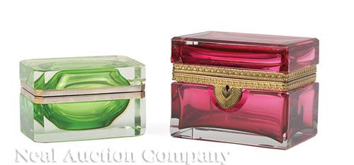 Two French Brass-Mounted Glass Dresser Boxes (1 of 1)
