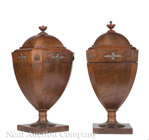 Pair of Regency-Style Mahogany Cutlery Urns (1 of 3)