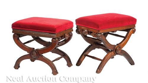 Two American Walnut Adjustable Piano Stools (1 of 1)