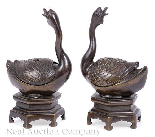 Pair of Chinese Goose-Form Censers (1 of 8)
