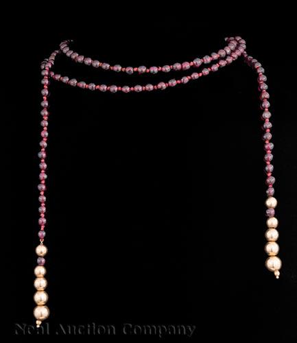 Garnet Bead Lariat-Type Necklace (1 of 1)