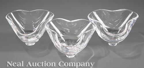 Three Steuben Glass "Trefoil" Bowls (1 of 2)