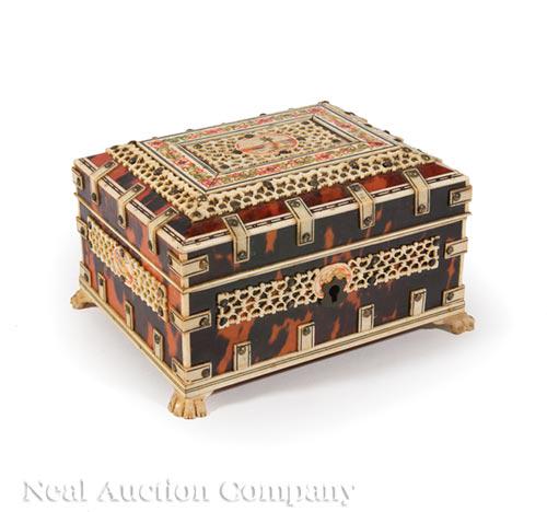 Tortoiseshell, Inlaid, Paint-Decorated Dreser Box (1 of 3)