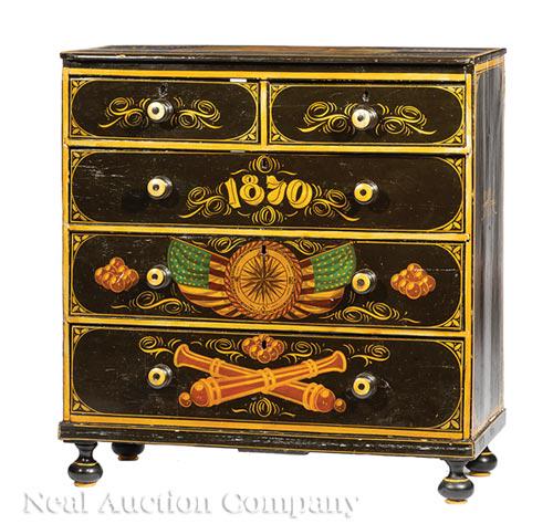 Paint-Decorated Ship Captain's Chest of Drawers (1 of 3)