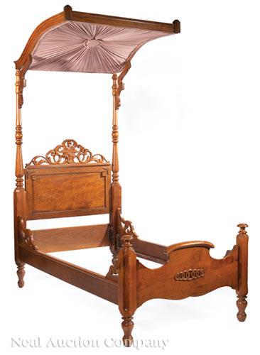 Carved Walnut Half-Tester Bed (1 of 2)