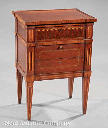 Neoclassical-Style Inlaid Walnut Petite Commode (1 of 1)