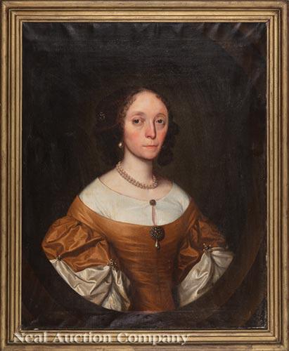Continental School, 19th c: Continental School, 19th c ., "Portrait of a Lady", oil on canvas, unsigned, 30 in. x 24 in., framed