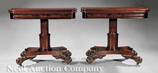 American Classical Carved Mahogany Games Tables