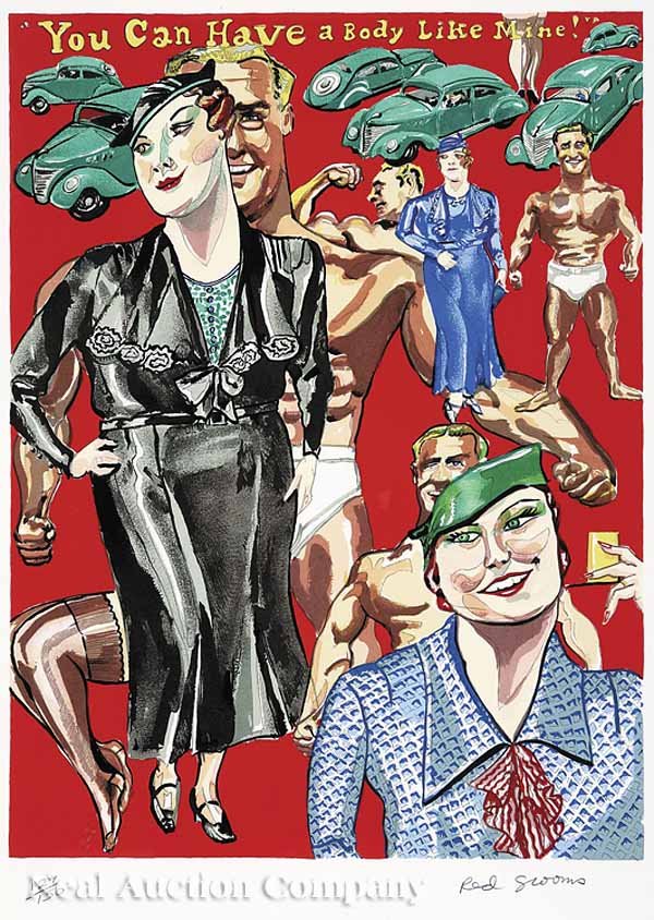 Red Grooms (American, b. 1937): Red Grooms (American, b. 1937), "You Can Have a Body Like Mine", silkscreen, pencil-signed lower right, numbered 129/150, 1978, sight 31 in. x 23 in., matted and framed