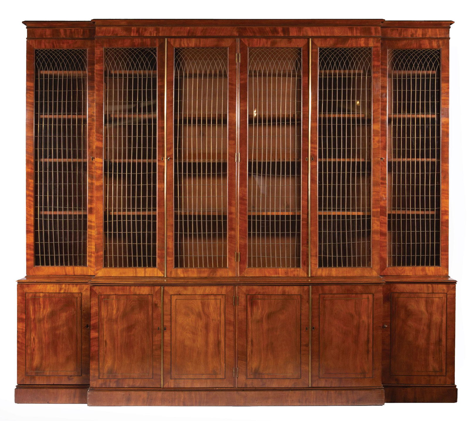 George III Inlaid Mahogany Breakfront Bookcase (1 of 8)