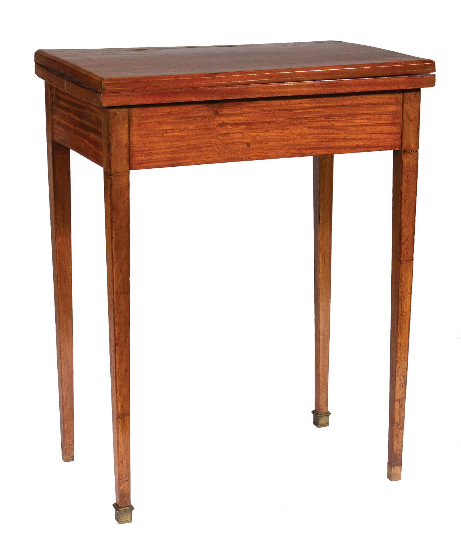 Italian Fruitwood Parquetry Games Table: Italian Fruitwood Parquetry Games Table , late 18th c ., h. 30 1/2 in., w. 24 in., d. (closed) 16 in., d. (open) 31 1/2 in Provenance: Estate of Julia Evans Reed