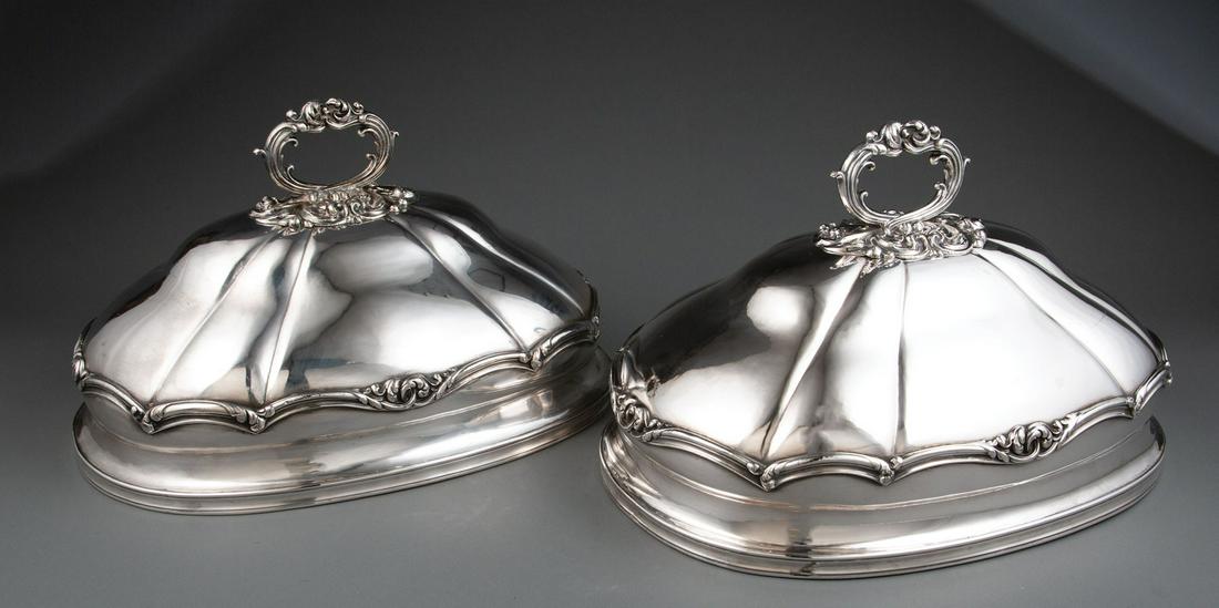 Pair of Old Sheffield Plate Meat Domes (1 of 3)
