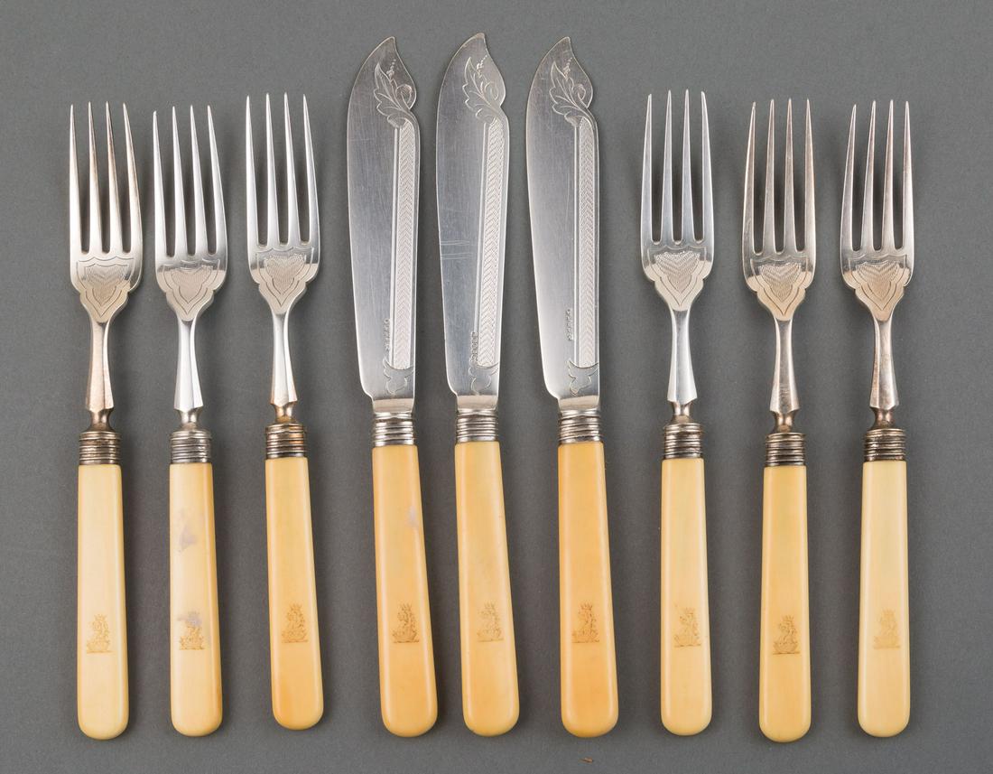 English Silverplate and Ivorine Fish Set (1 of 2)