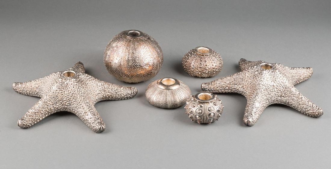 Creel & Gow Silvered Echinoderm Candleholders (1 of 2)