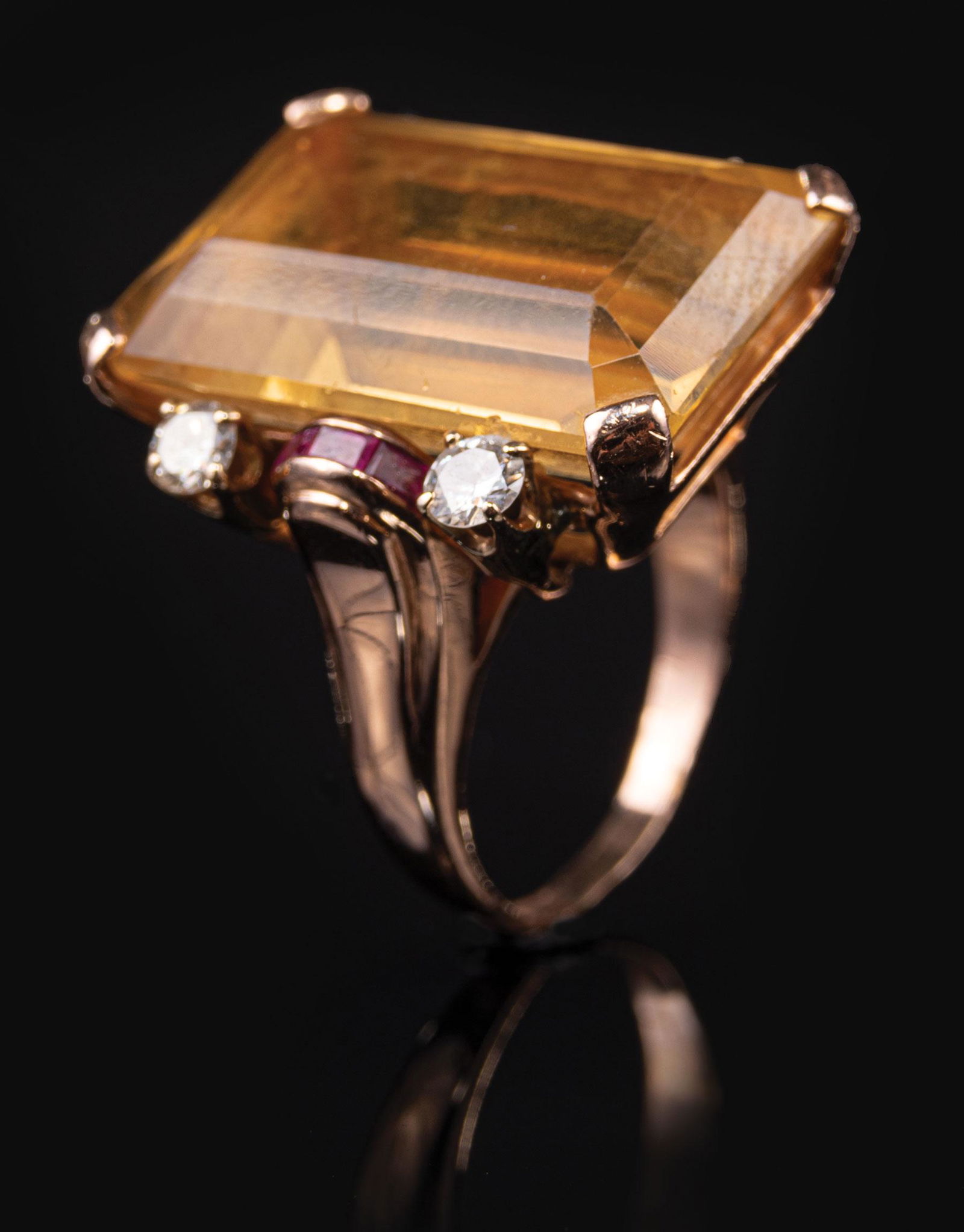 Rose Gold, Citrine, Ruby, Diamond Ring (1 of 1)