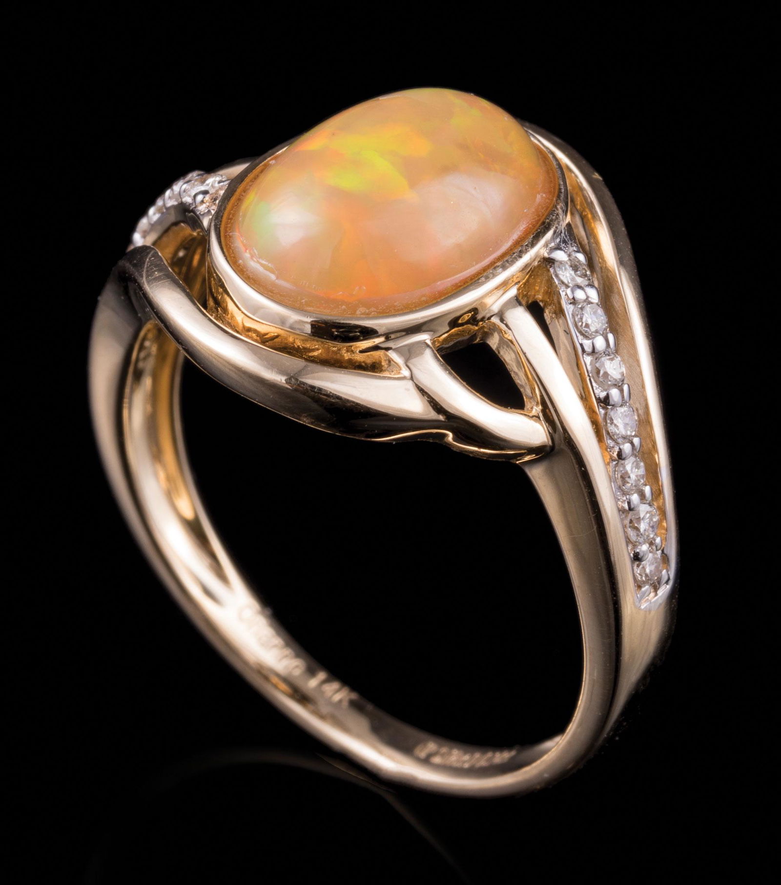14 kt. Yellow Gold, Opal and Diamond Ring (1 of 2)