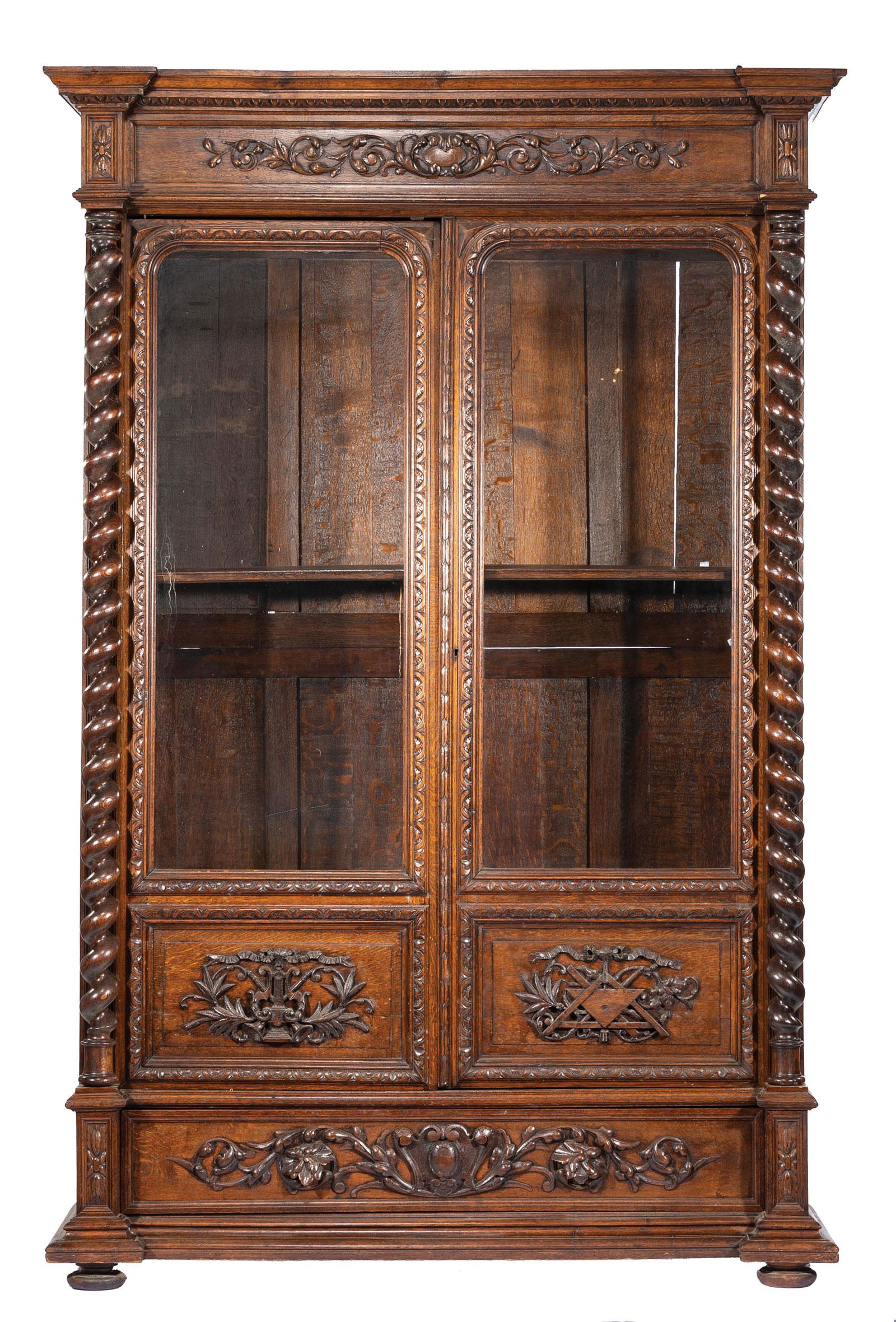 American Renaissance Carved Oak Bookcase (1 of 3)