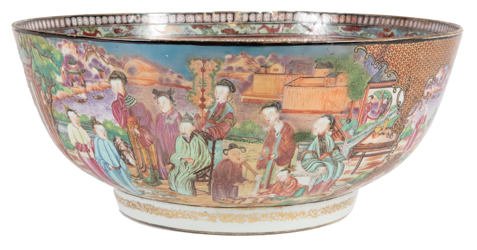 Chinese Export Porcelain Punch Bowl (1 of 8)