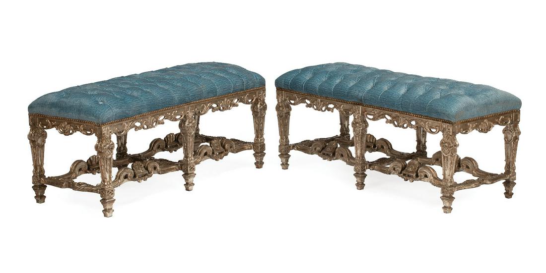 Regence-Style Carved Argente and Giltwood Benches (1 of 9)