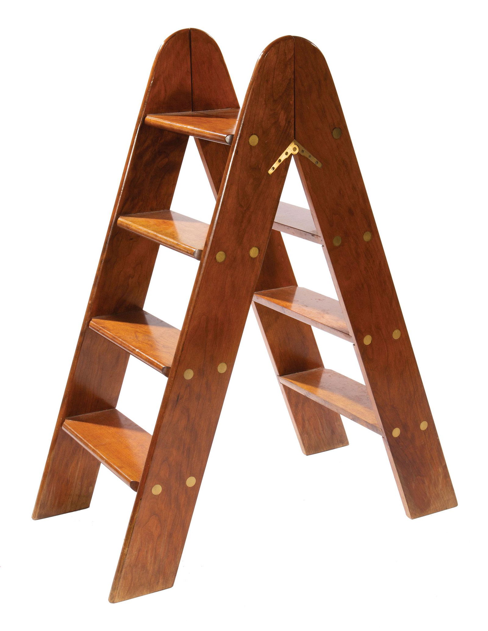 Brass-Mounted Mahogany Folding Library Ladder (1 of 2)