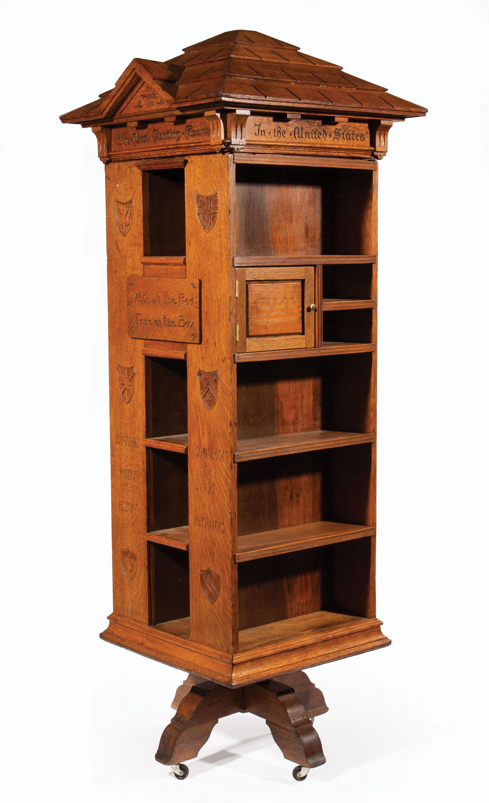 Quarter Sewn Oak Revolving Bookcase (1 of 4)