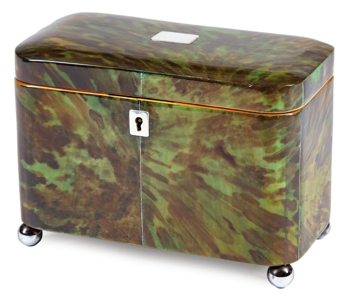 Regency Green-Stained Tortoiseshell Tea Caddy (1 of 7)