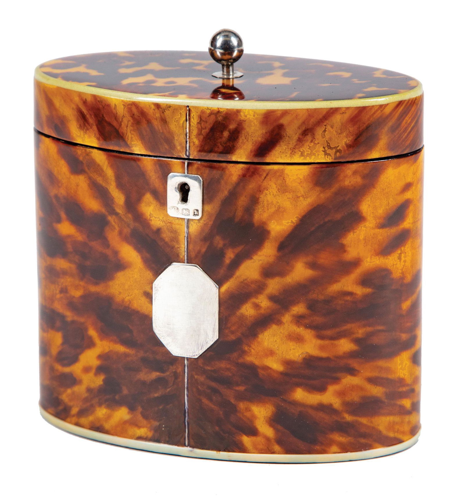George V Silver-Mounted Tortoiseshell Tea Caddy (1 of 9)