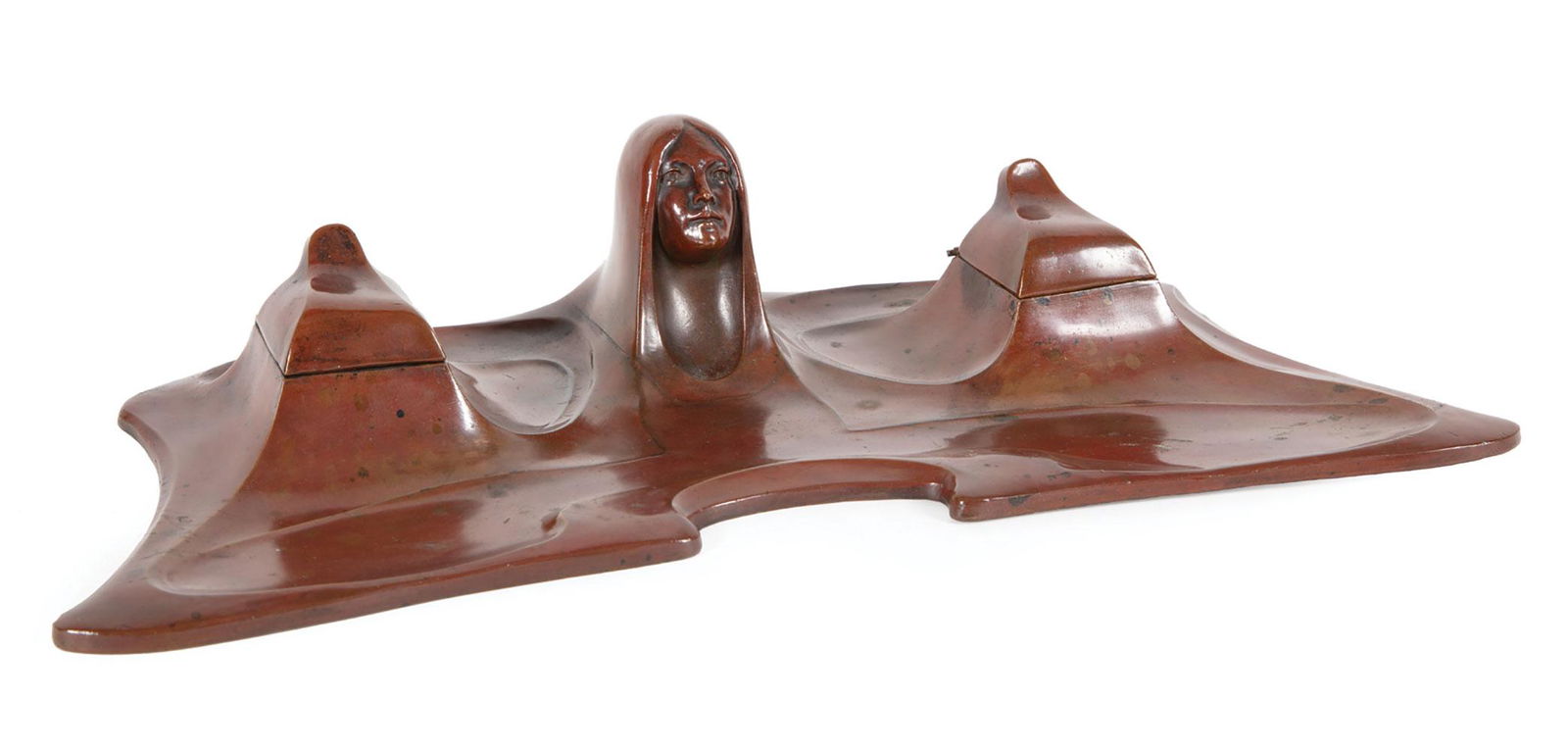 Austrian Art Nouveau Patinated Bronze Inkstand (1 of 2)