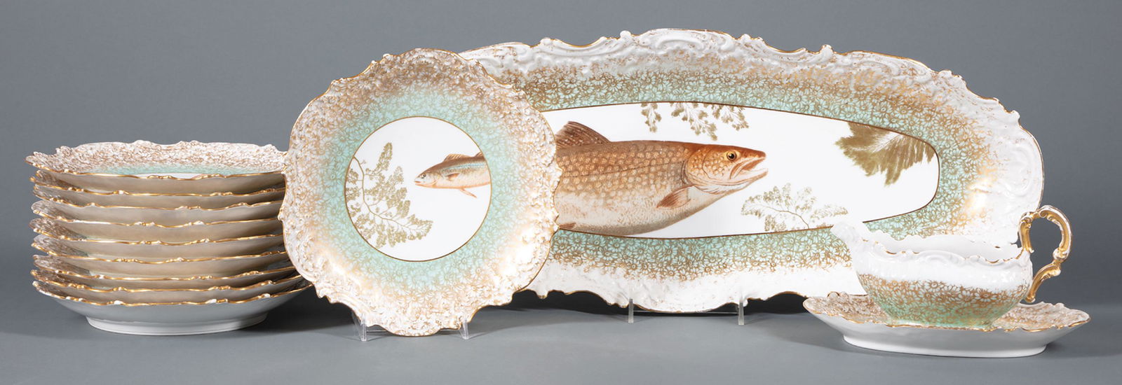 Tressemanes & Vogt Decorated Limoges Fish Service (1 of 2)