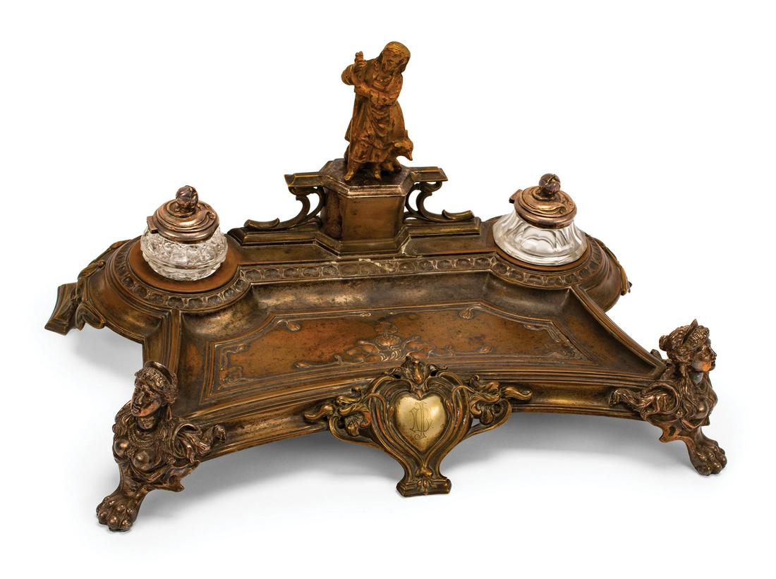 Art Nouveau WMP Silverplate Figural Encrier (1 of 5)