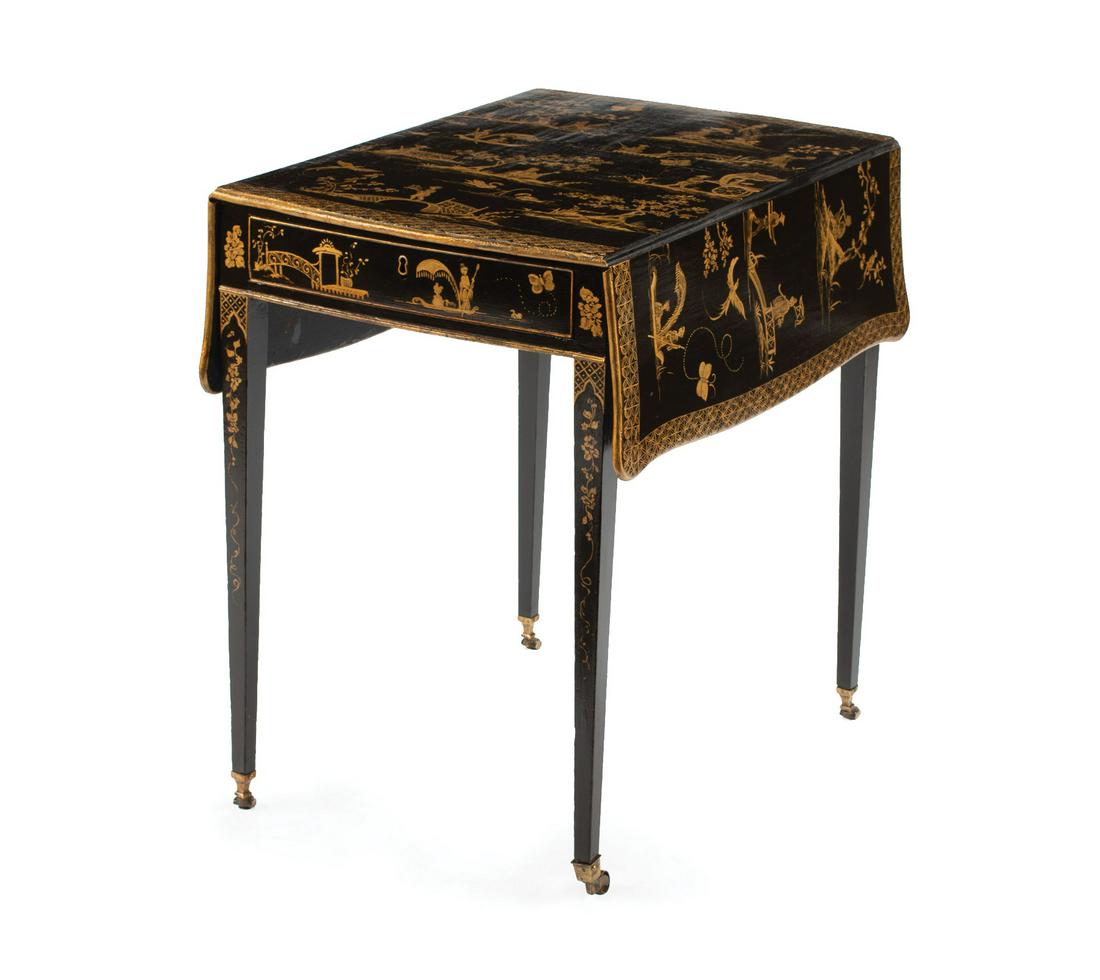 English Chinoiserie Lacquered Pembroke Table (1 of 5)