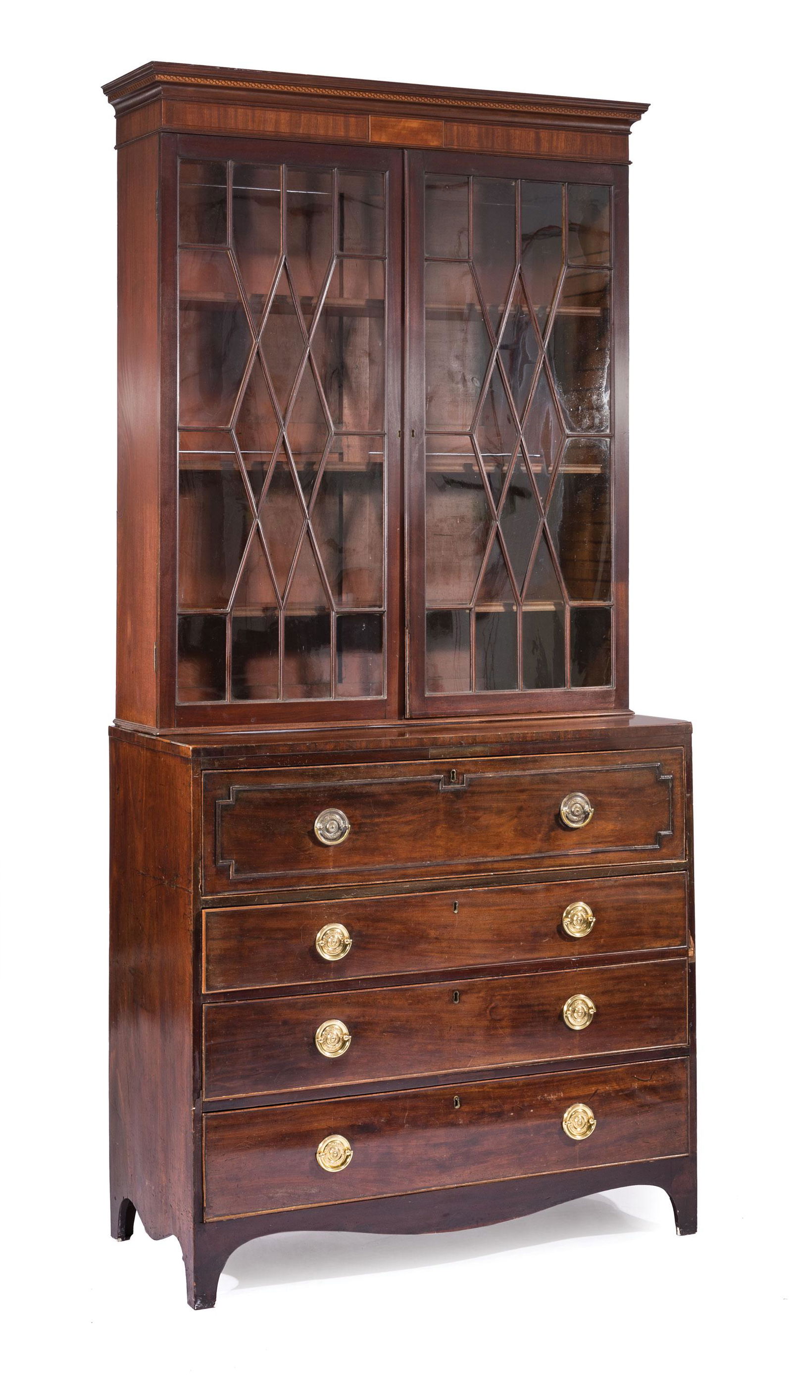 George III Inlaid Mahogany Secretary Bookcase (1 of 9)