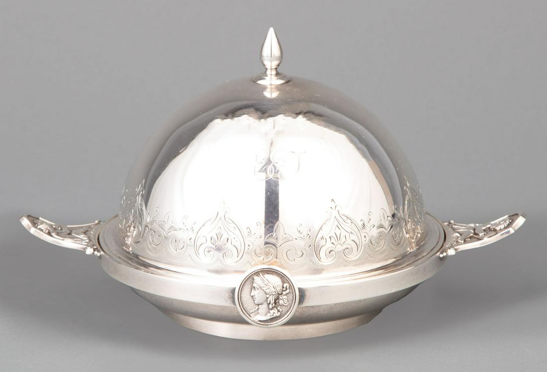 Gorham Medallion Coin Silver Covered Butter Dish (1 of 3)